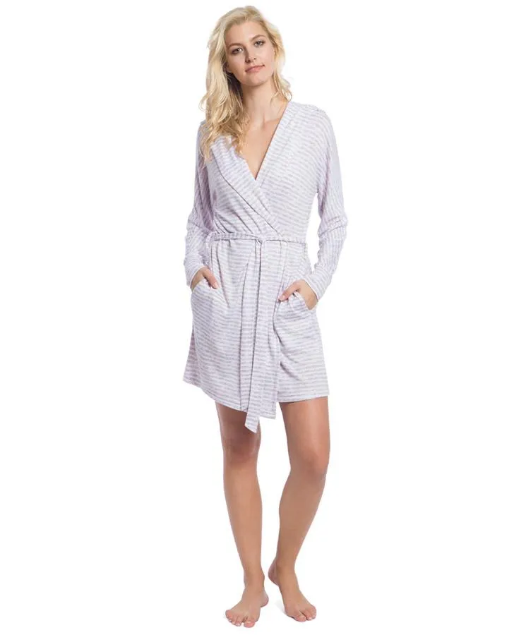 Pink/Grey Stripe 36" Hooded Robe