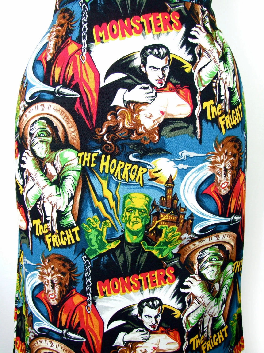 Bohemian vibe Pinup Hollywood Monsters Pencil Skirt #S-PP712