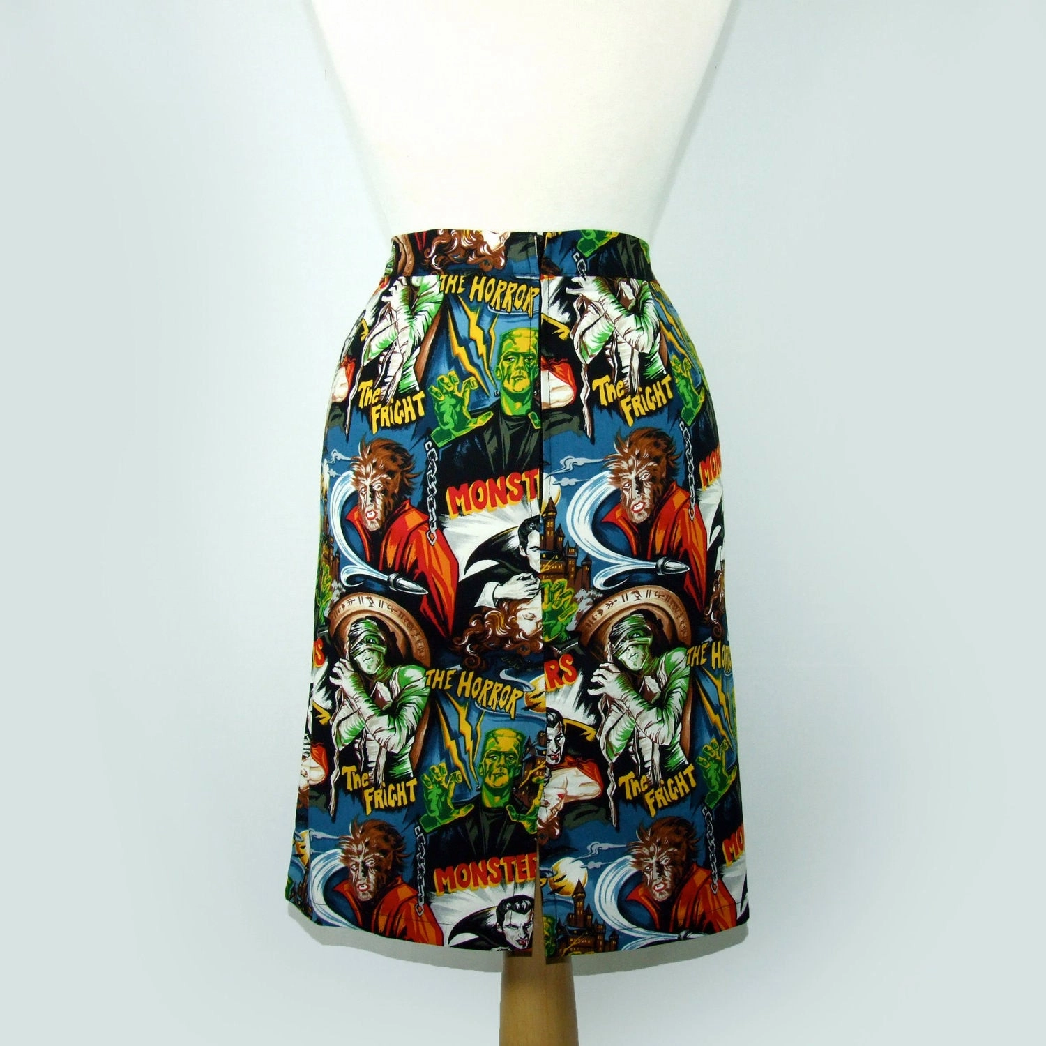Drawstring closure Pinup Hollywood Monsters Pencil Skirt #S-PP712