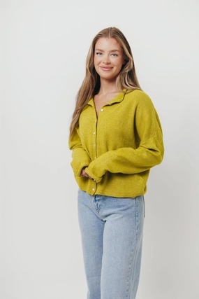 Piper Cardigan in Dijon Yellow Classic Cut Fashionable Shirt