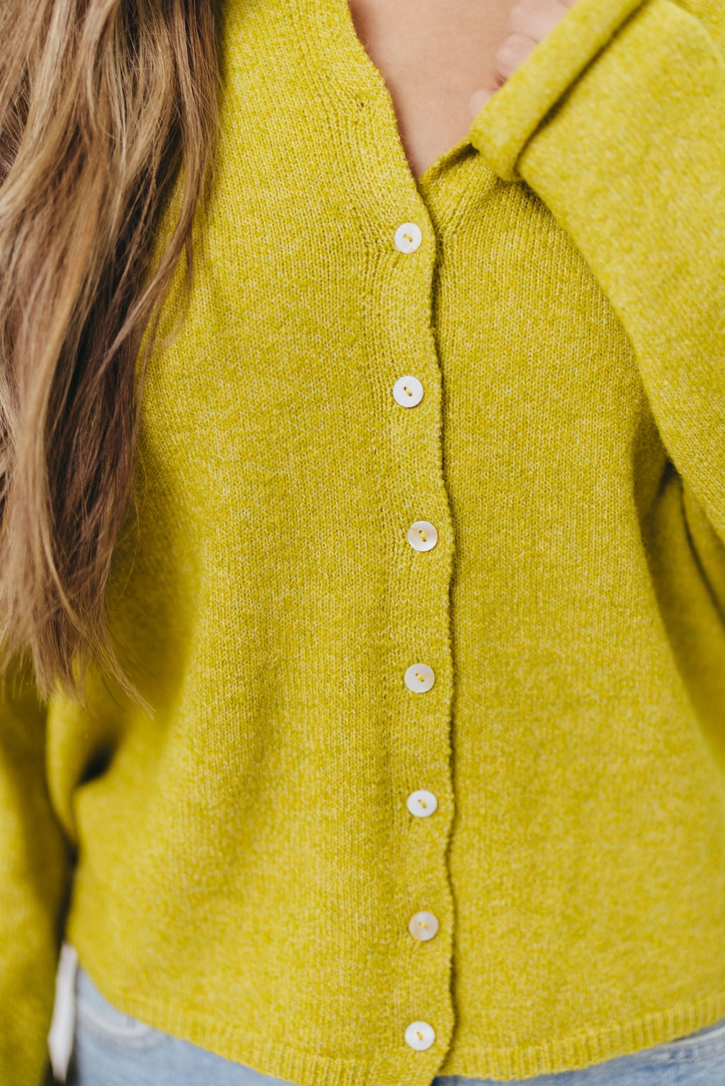 Piper Cardigan in Dijon Yellow Flatlock Seam