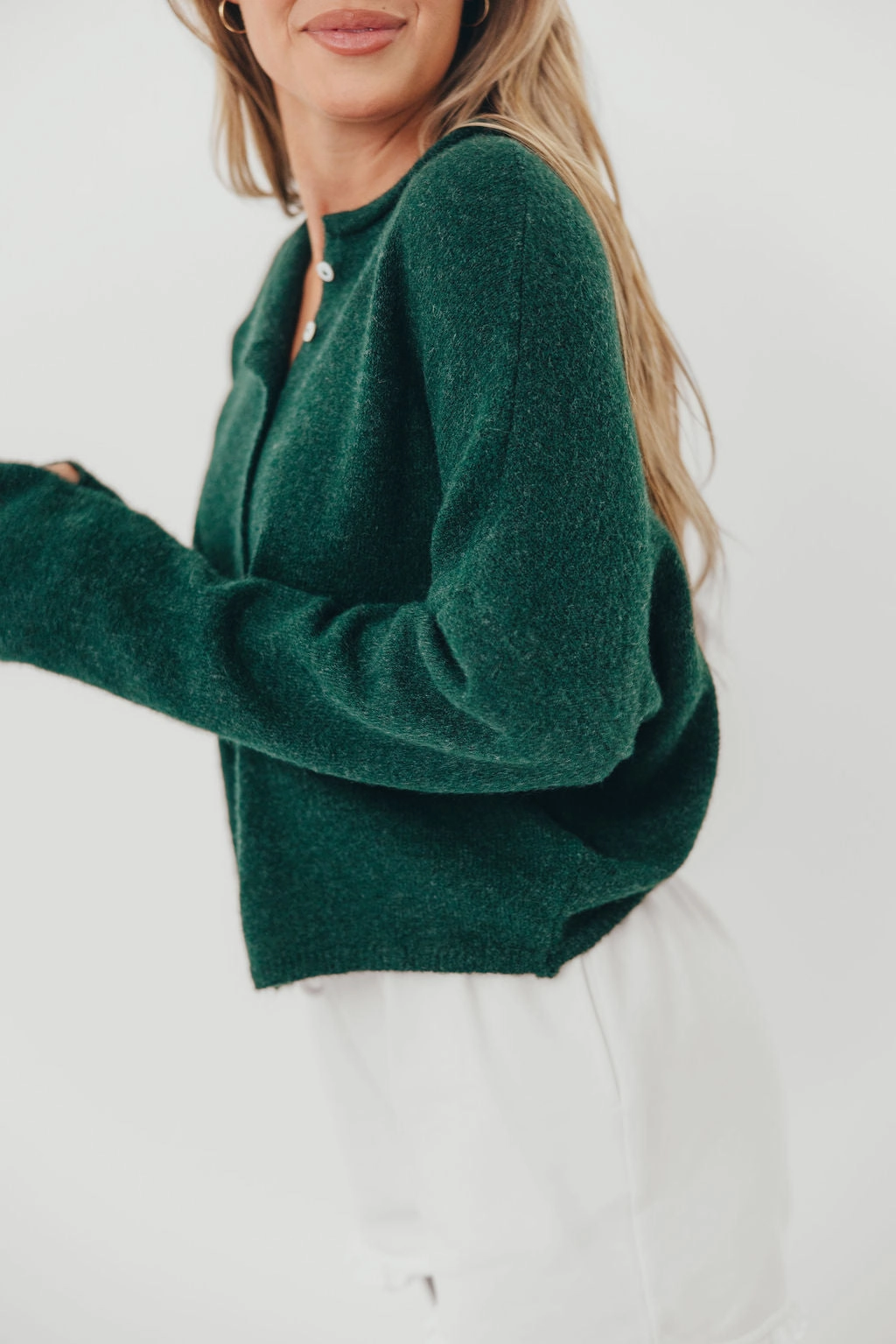 AntiStaticFabric Piper Cardigan in Forest Green