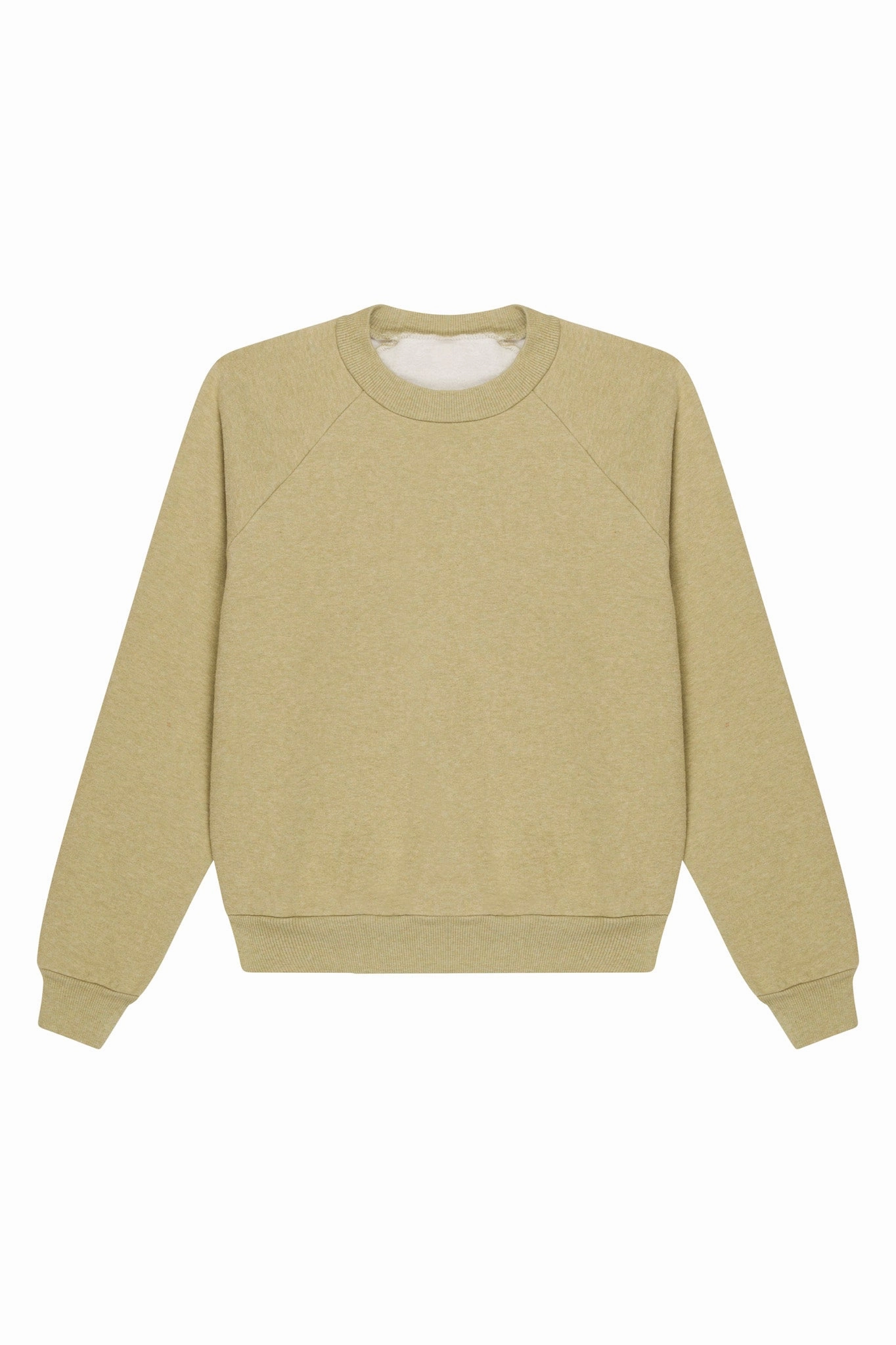 Durable Reinforced Hem Pistachio Melange Shrunken Raglan Sweatshirt