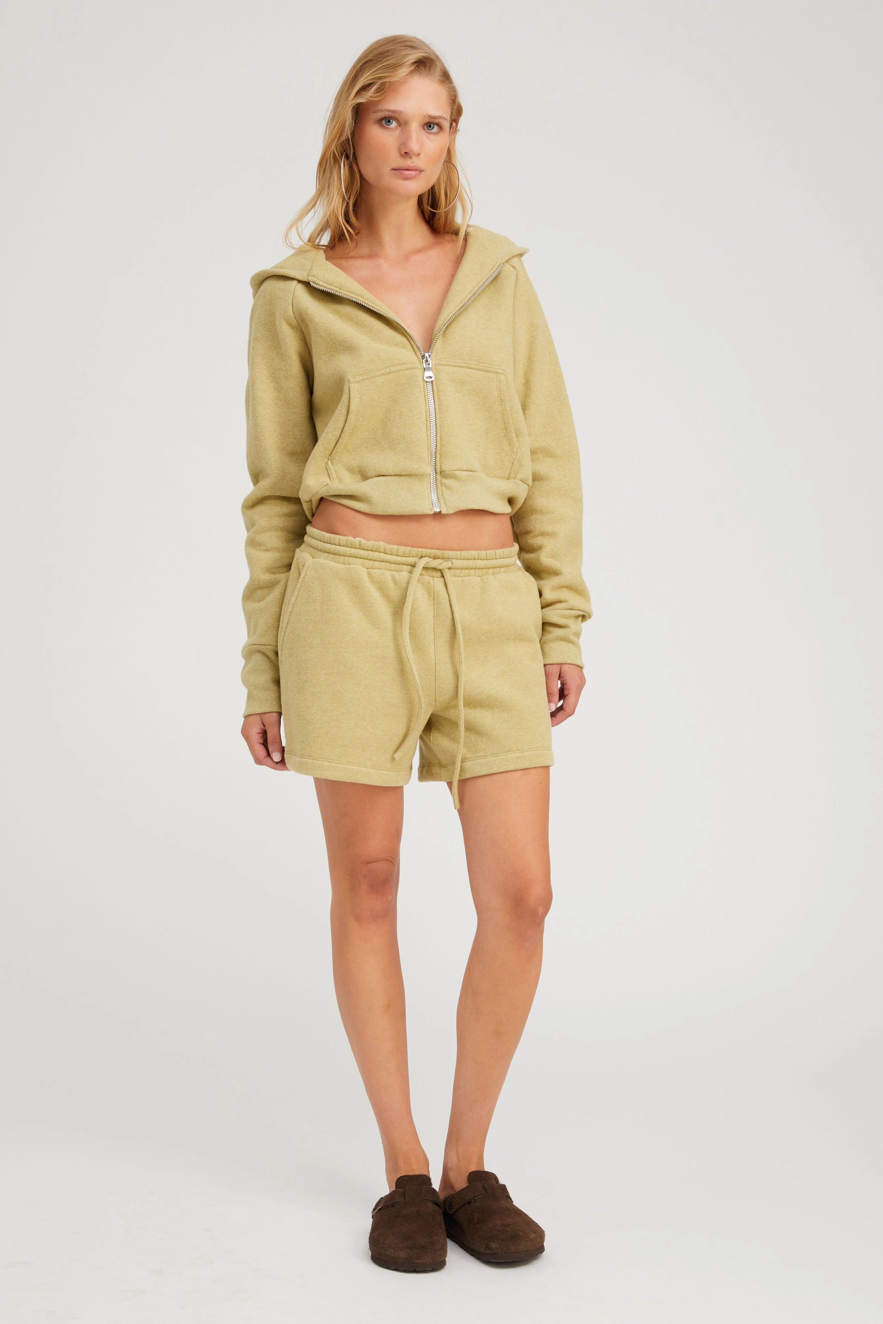 AdjustableCuffs Fitted Tank Pistachio Melange Sweatshorts