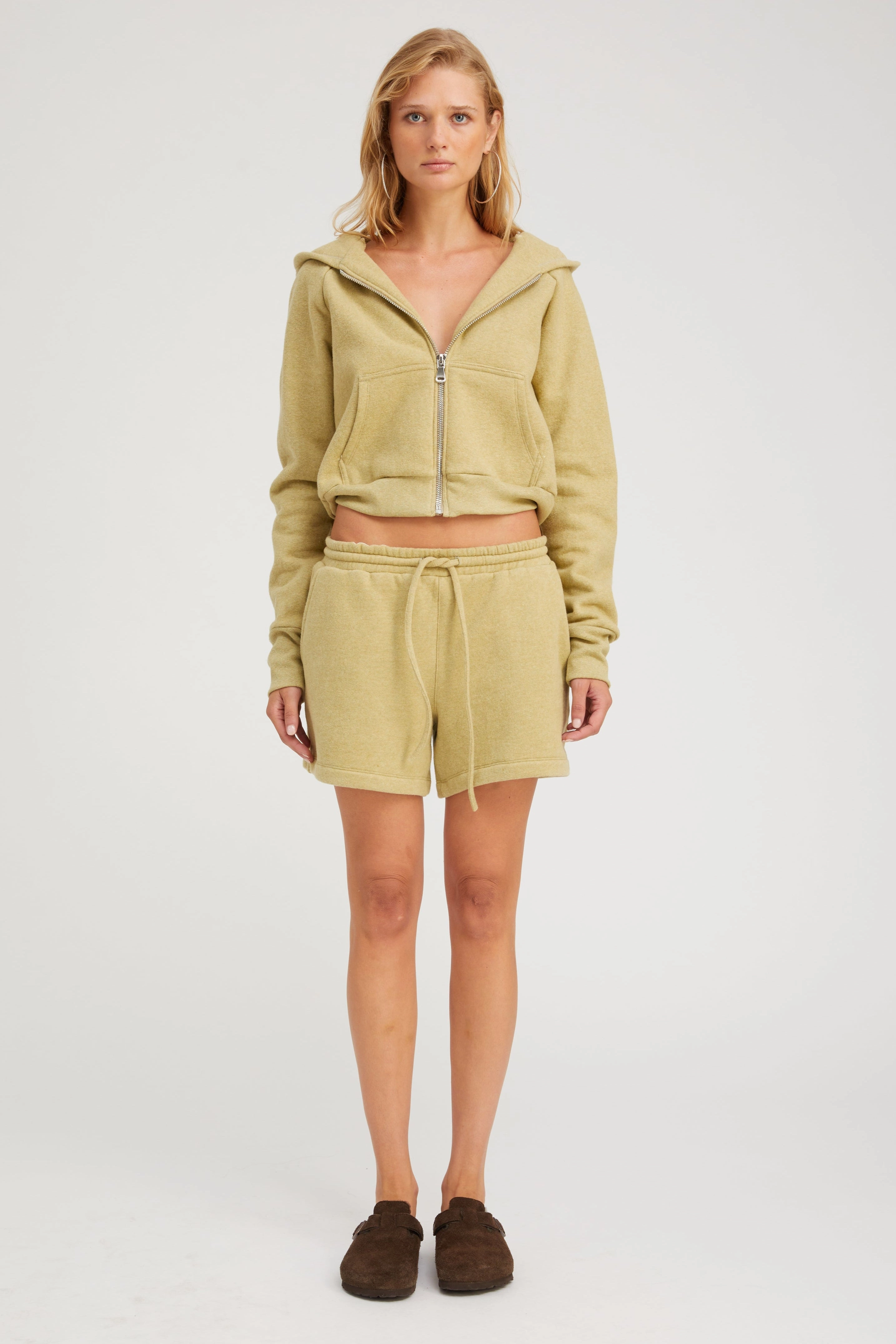 Pistachio Melange Sweatshorts Zero Waste Production Label Stretchable Waistband