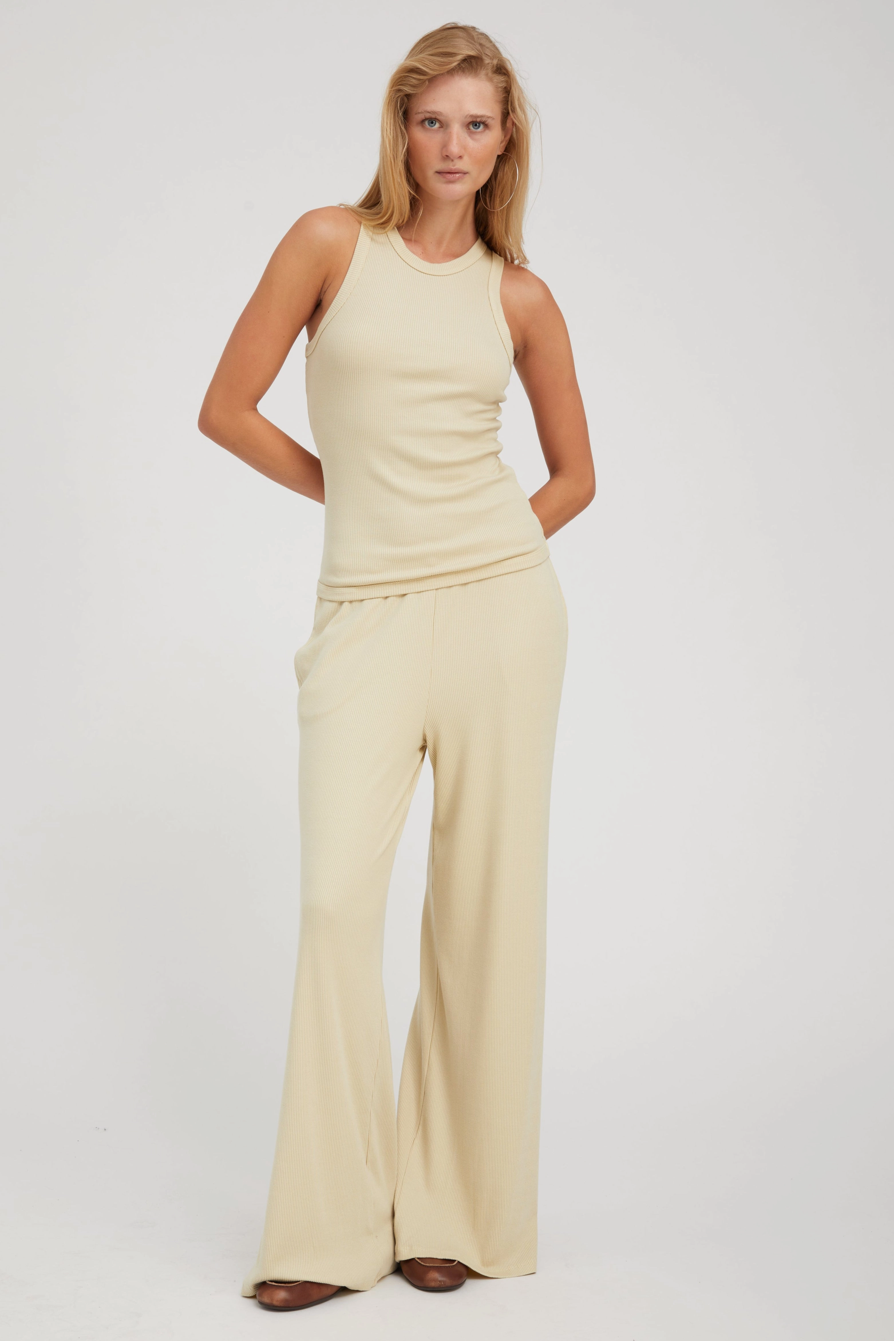 Pistachio Rib Racer Tank Brushed Inner Layer Quick Access Slit