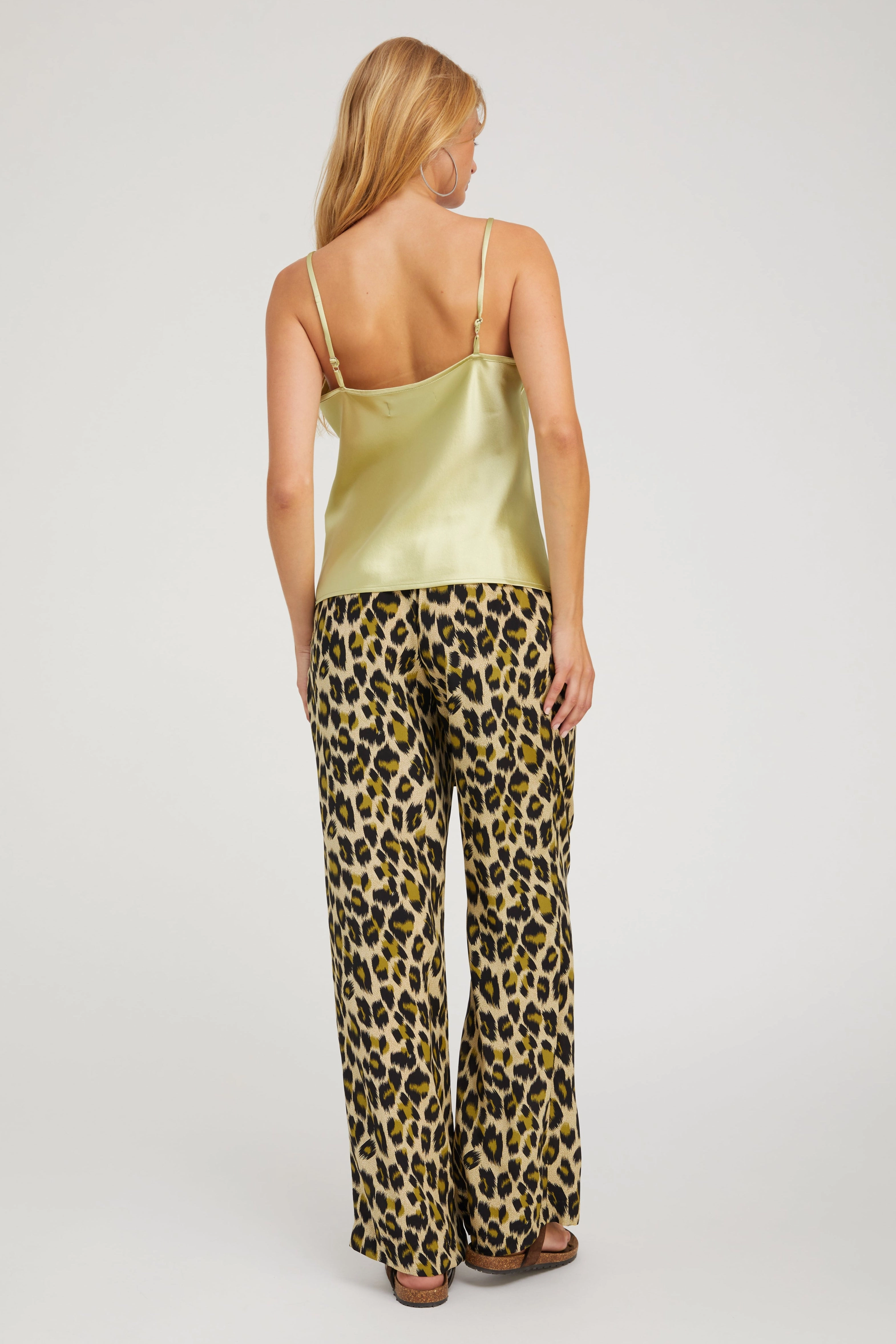 Pistachio Silk Cami Multipanel Construction Flexible Hemline