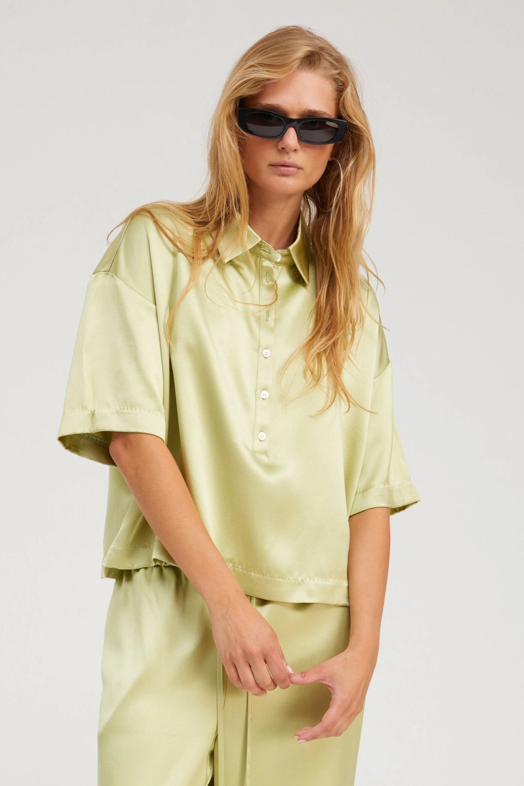 HygienicCoating Pistachio Silk Polo Top