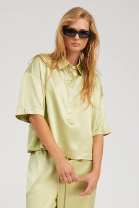 HygienicCoating Pistachio Silk Polo Top
