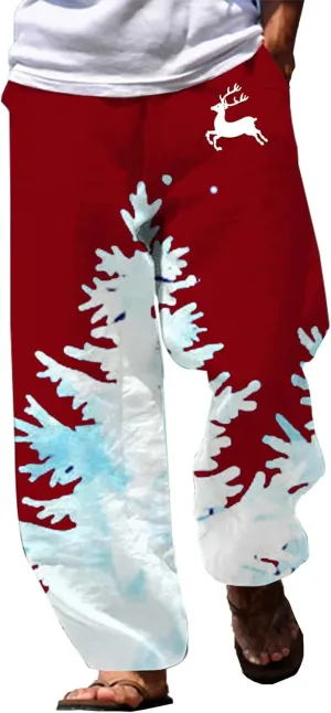Pj Pants Christmas Trousers Men's Christmas Christmas Tree 3D Printed Casual Pants Jeans Pajama Pants Mens Mens Red