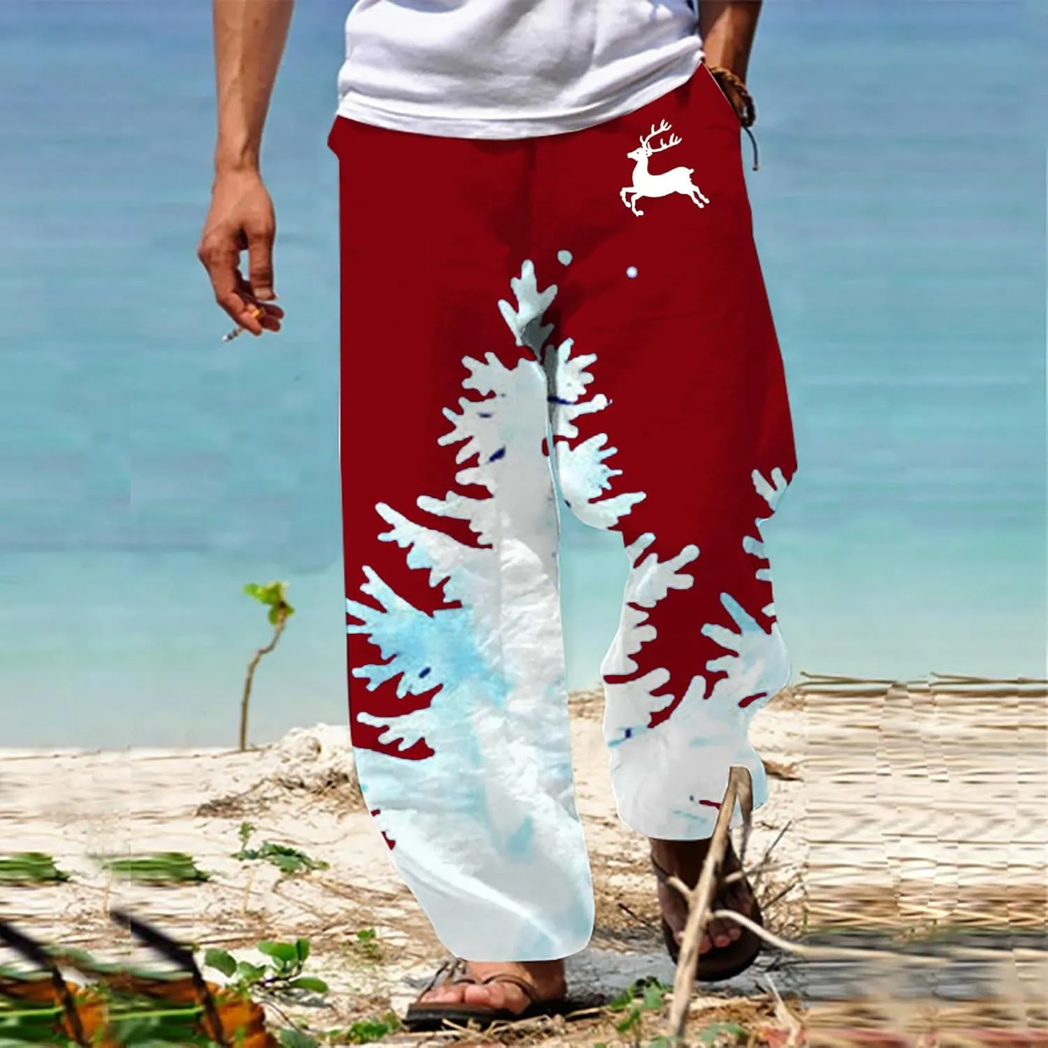 Pj Pants Christmas Trousers Men's Christmas Christmas Tree 3D Printed Casual Pants Jeans Pajama Pants Mens Mens Red