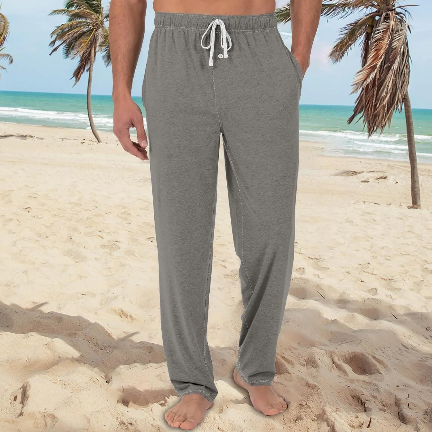 Pj Pants for Men Cotton Comfy Drawstring Sleepwear Lounge Pants with Pockets Casual Soft Pajama Pants