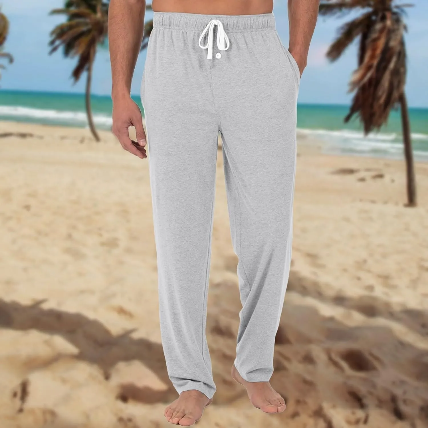 Pj Pants for Men Cotton Comfy Drawstring Sleepwear Lounge Pants with Pockets Casual Soft Pajama Pants