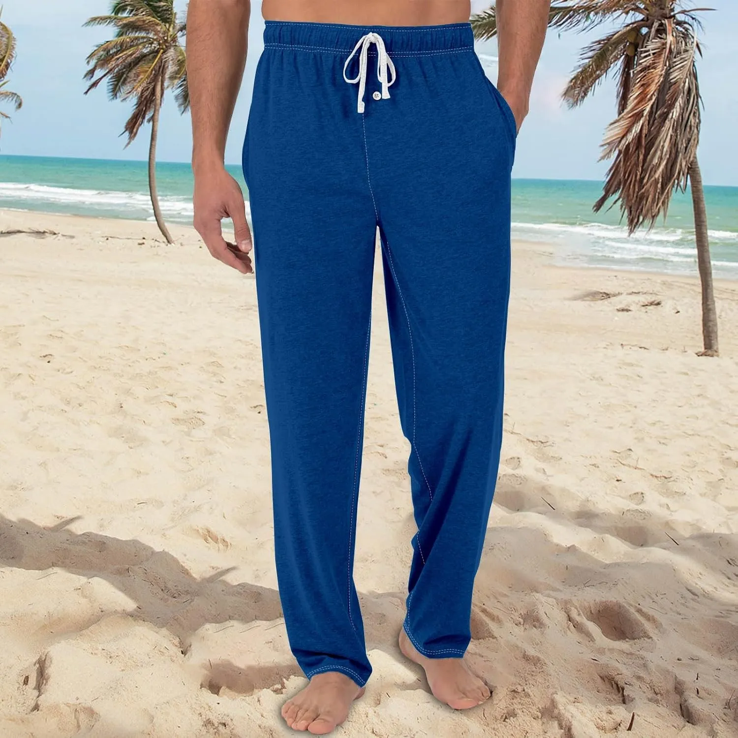 Pj Pants for Men Cotton Comfy Drawstring Sleepwear Lounge Pants with Pockets Casual Soft Pajama Pants