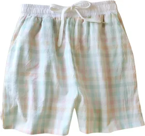Plaid Boxer Shorts for Women Summer Gingham Cotton Pajamas 2025 Lounge Sleepwear Shorts Y2K Pj Bottoms with Pockets