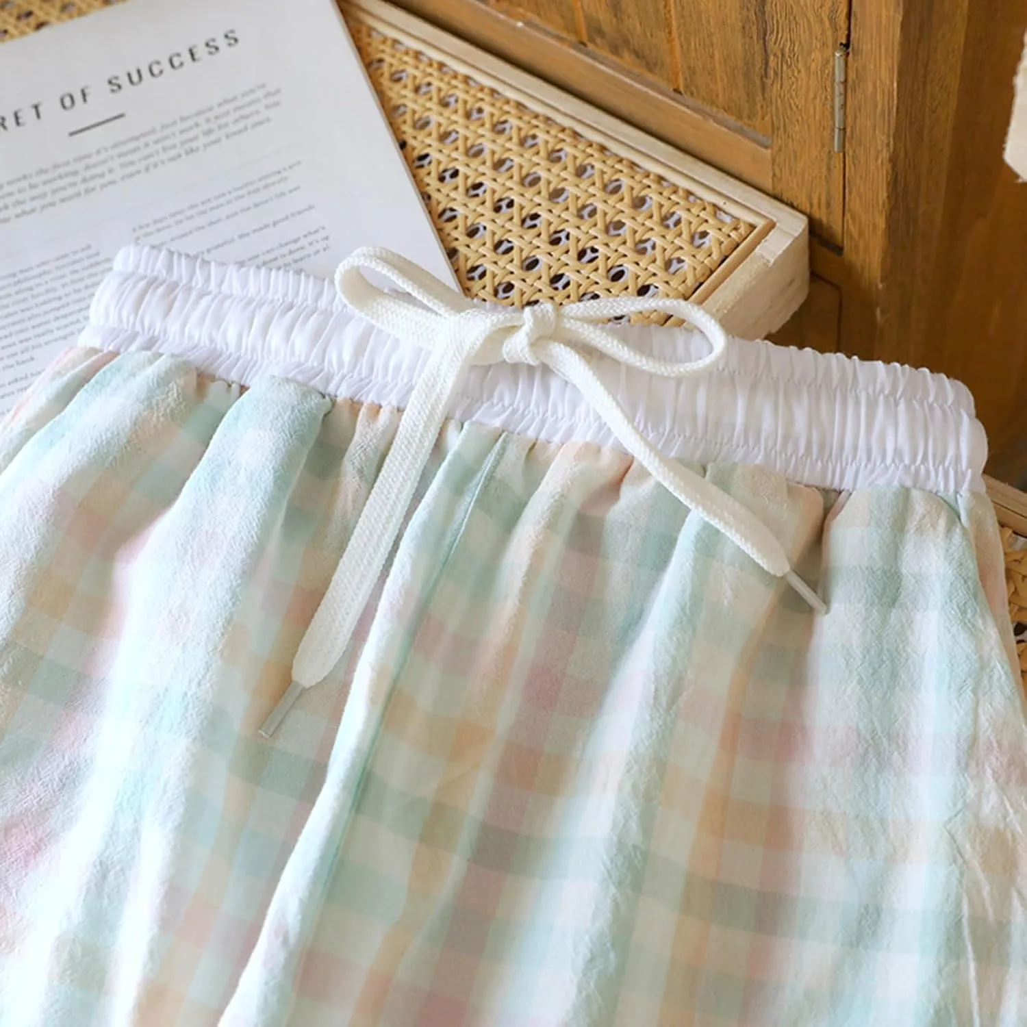 Plaid Boxer Shorts for Women Summer Gingham Cotton Pajamas 2025 Lounge Sleepwear Shorts Y2K Pj Bottoms with Pockets
