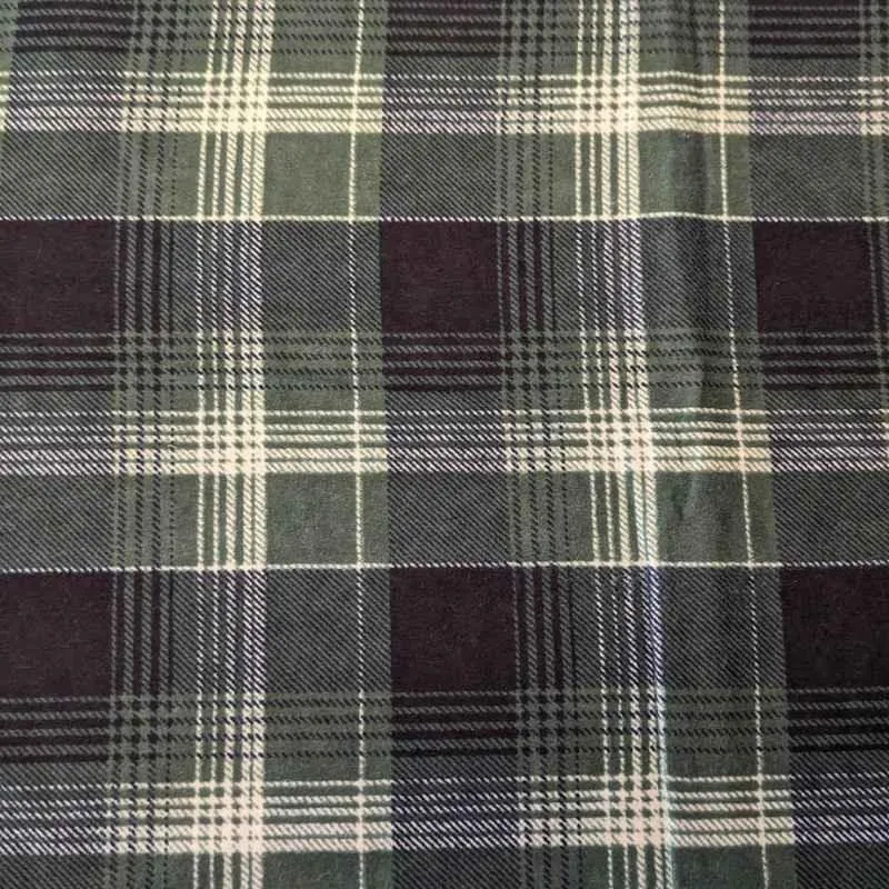 Plaid FLANNEL, Black and Green Plaid FLANNEL fabric