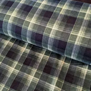Plaid FLANNEL, Black and Green Plaid FLANNEL fabric