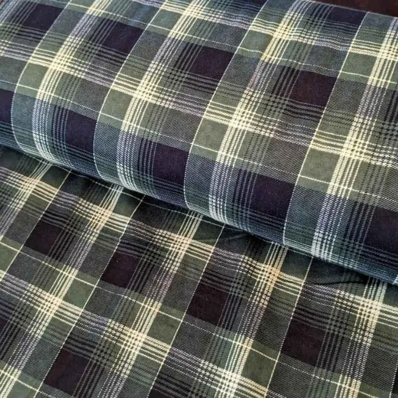 Plaid FLANNEL, Black and Green Plaid FLANNEL fabric