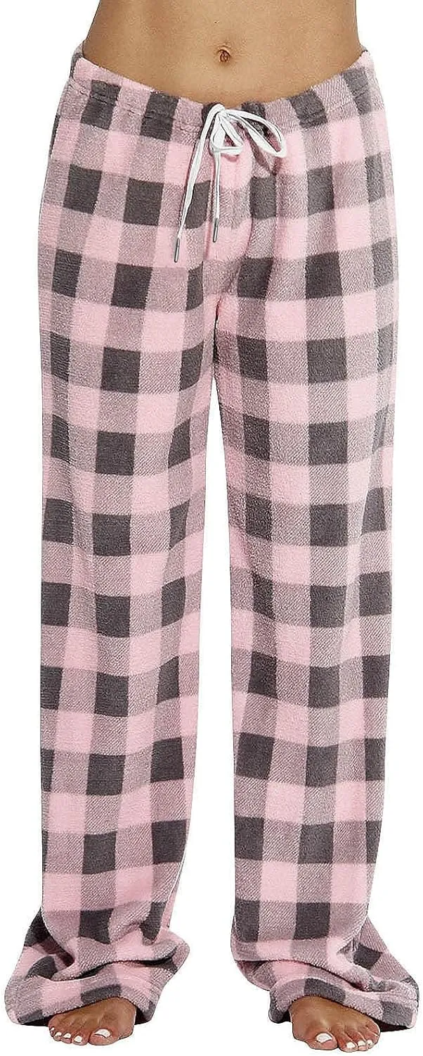 Plaid Pajama Pants Women Comfy Corduroy Buffalo Plaid Pj Pants Drawstring Wide Leg Lounge Pants Pajamas Bottoms