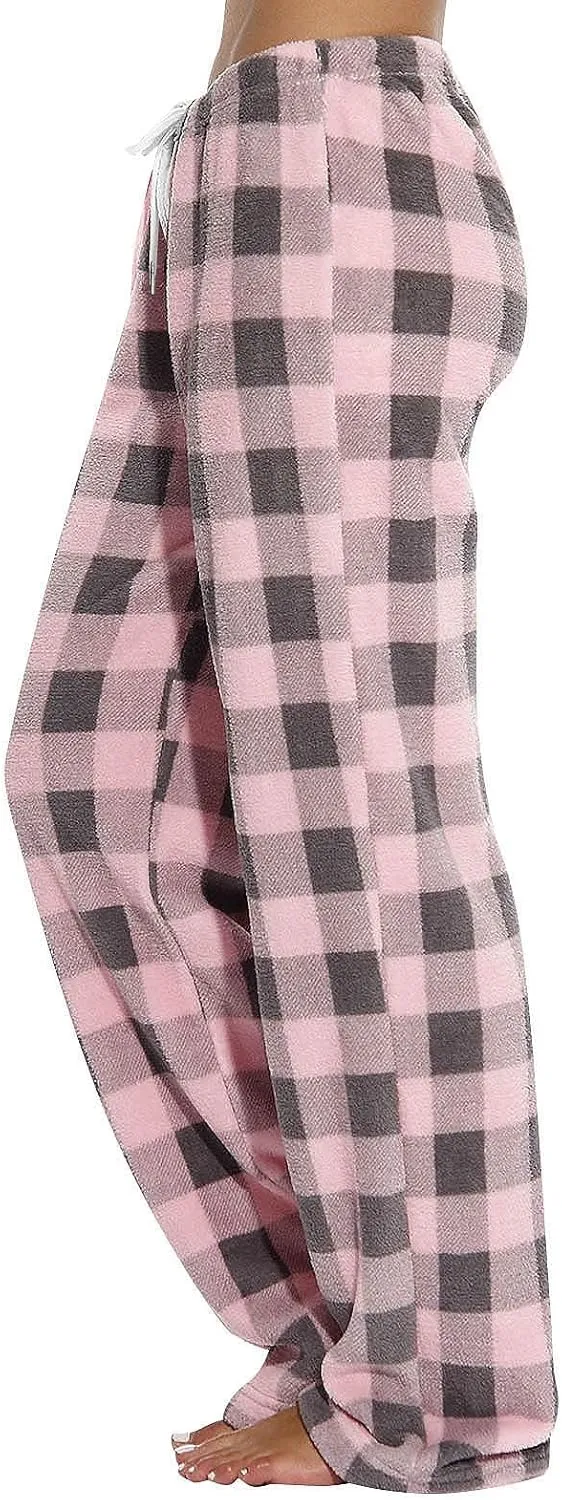 Plaid Pajama Pants Women Comfy Corduroy Buffalo Plaid Pj Pants Drawstring Wide Leg Lounge Pants Pajamas Bottoms