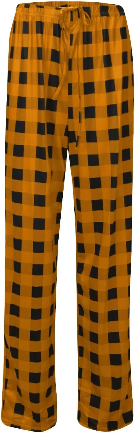 Plaid Pajama Pants Women Comfy Sleep Wide Leg Lounge Pants Drawstring High Waist Soft Buffalo Plaid Cotton Pj Pants