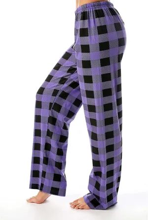 Plaid Pajama Pants Women Stretch Comfy Lounge Pants Drawstring Lounge Striped Pajama Bottoms with Pockets