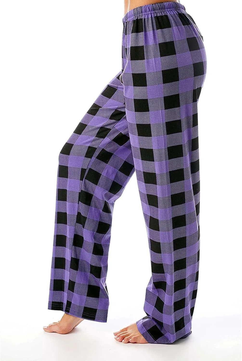 Plaid Pajama Pants Women Stretch Comfy Lounge Pants Drawstring Lounge Striped Pajama Bottoms with Pockets