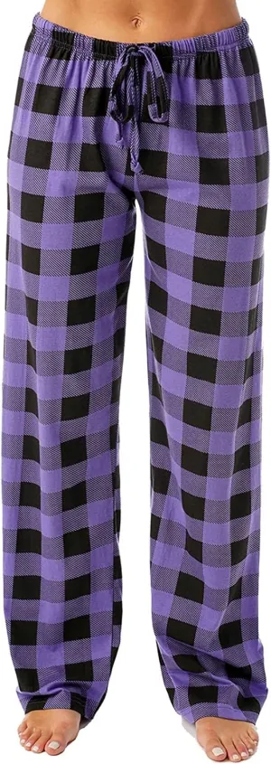 Plaid Pajama Pants Women Stretch Comfy Lounge Pants Drawstring Lounge Striped Pajama Bottoms with Pockets
