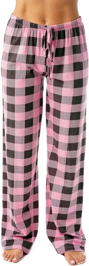 Plaid Pajama Pants Women Stretch Comfy Lounge Pj Pants Drawstring Lounge Striped Pajama Bottoms with Pockets