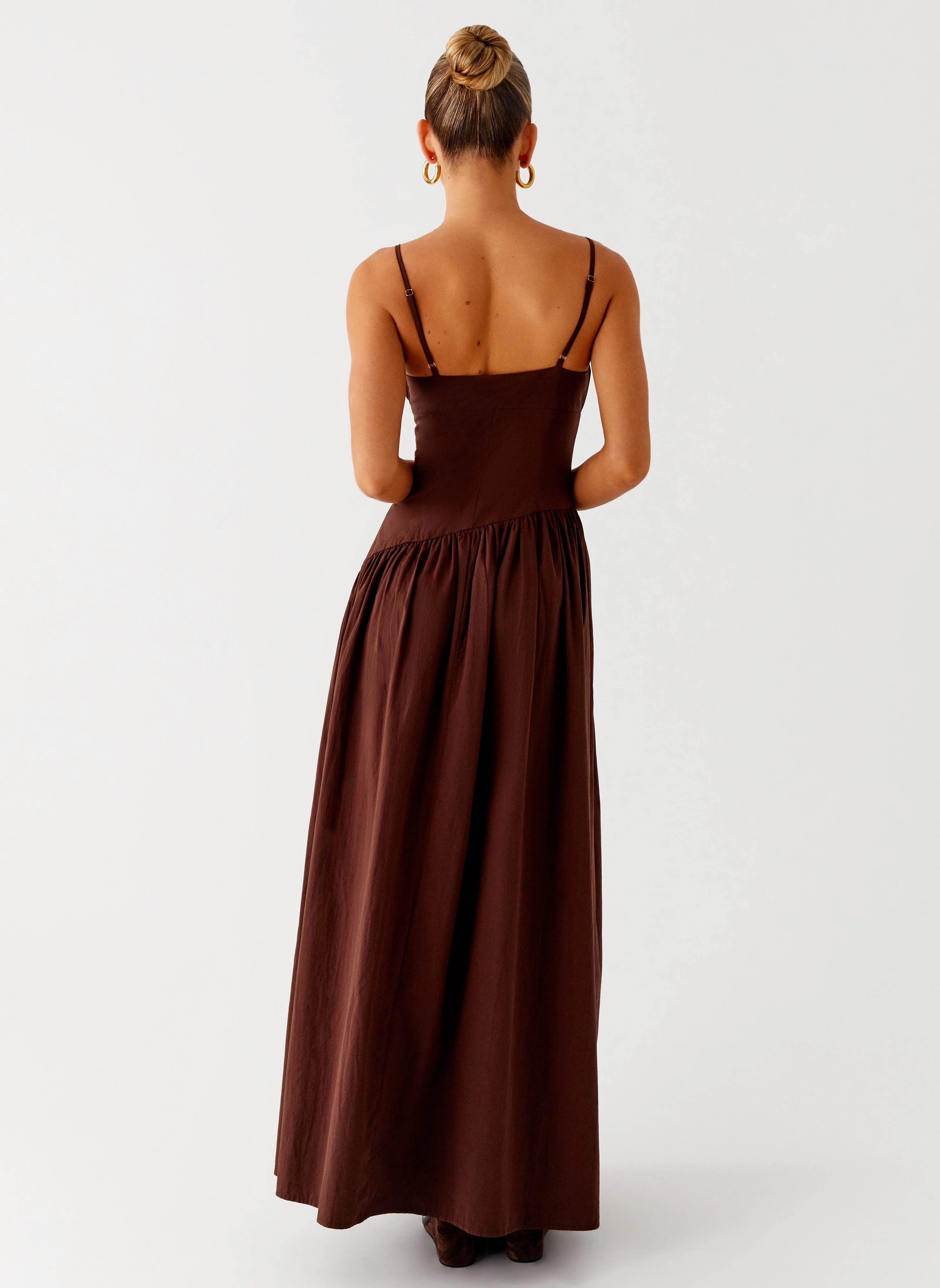 loose silhouette Yuna Drop Waist Maxi Dress - Chocolate