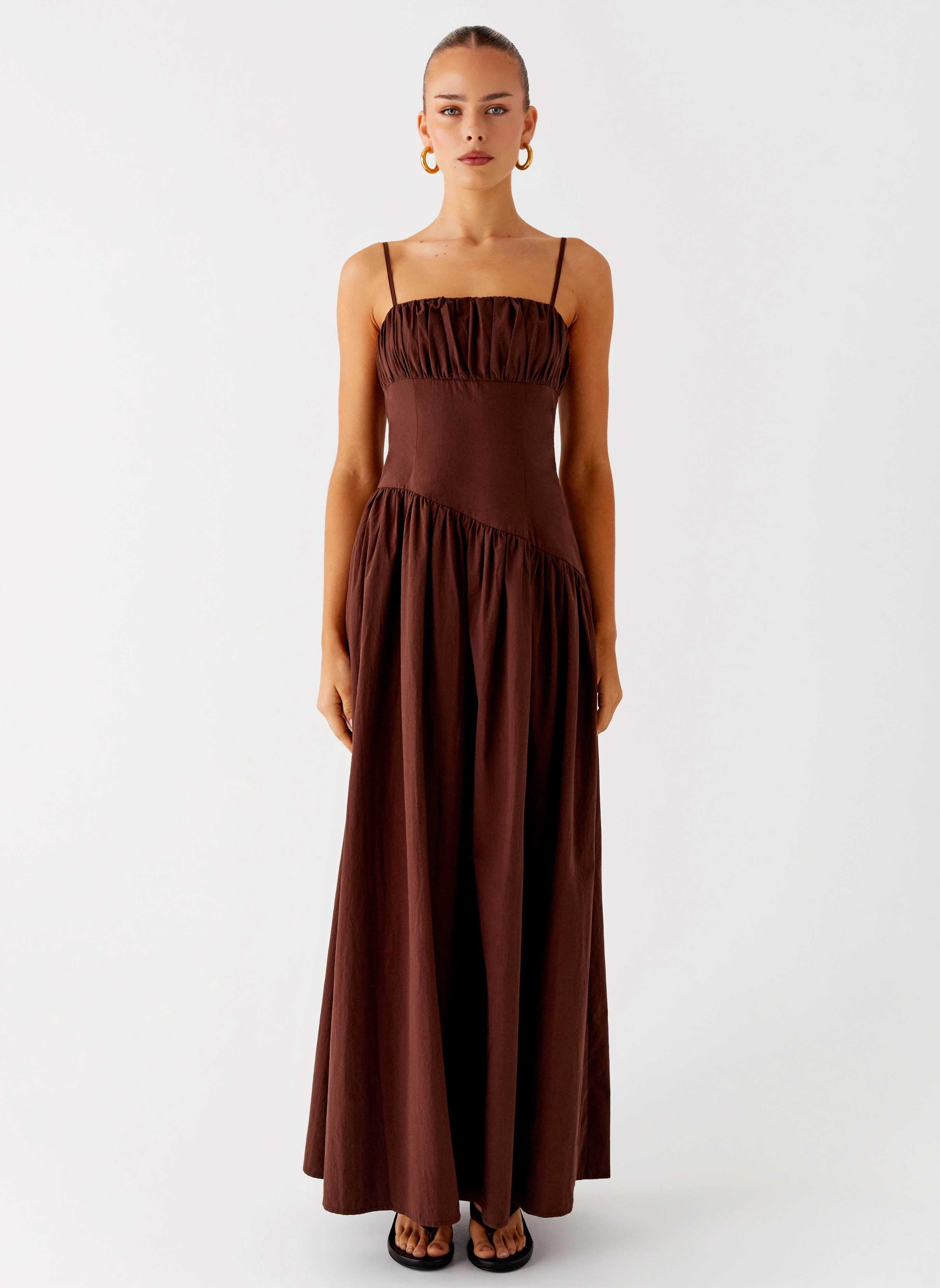 Fresh Tones Yuna Drop Waist Maxi Dress - Chocolate