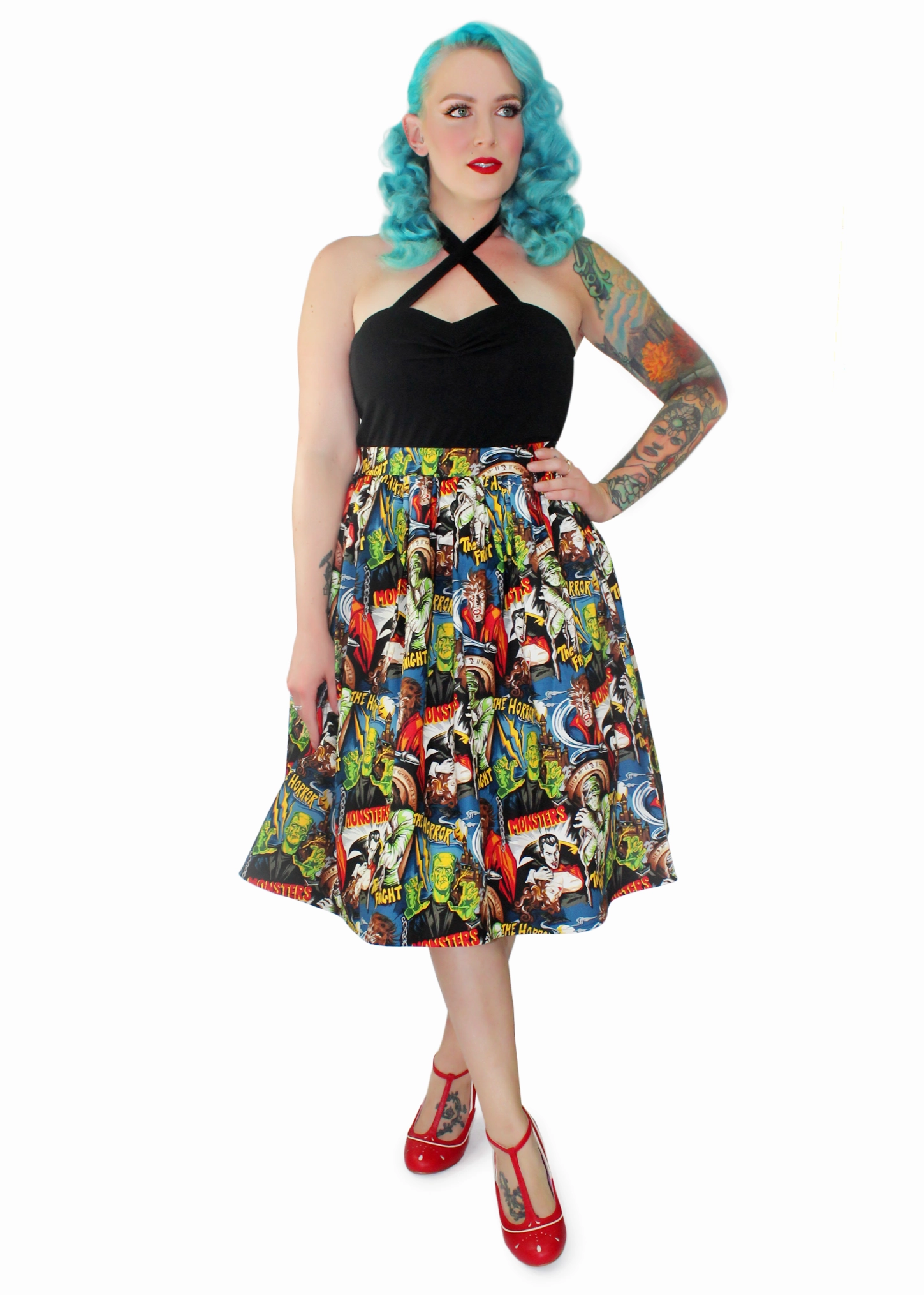Convertible Style Stylish Choice Pleated Circle Skirt - Hollywood Monster #HPCSM