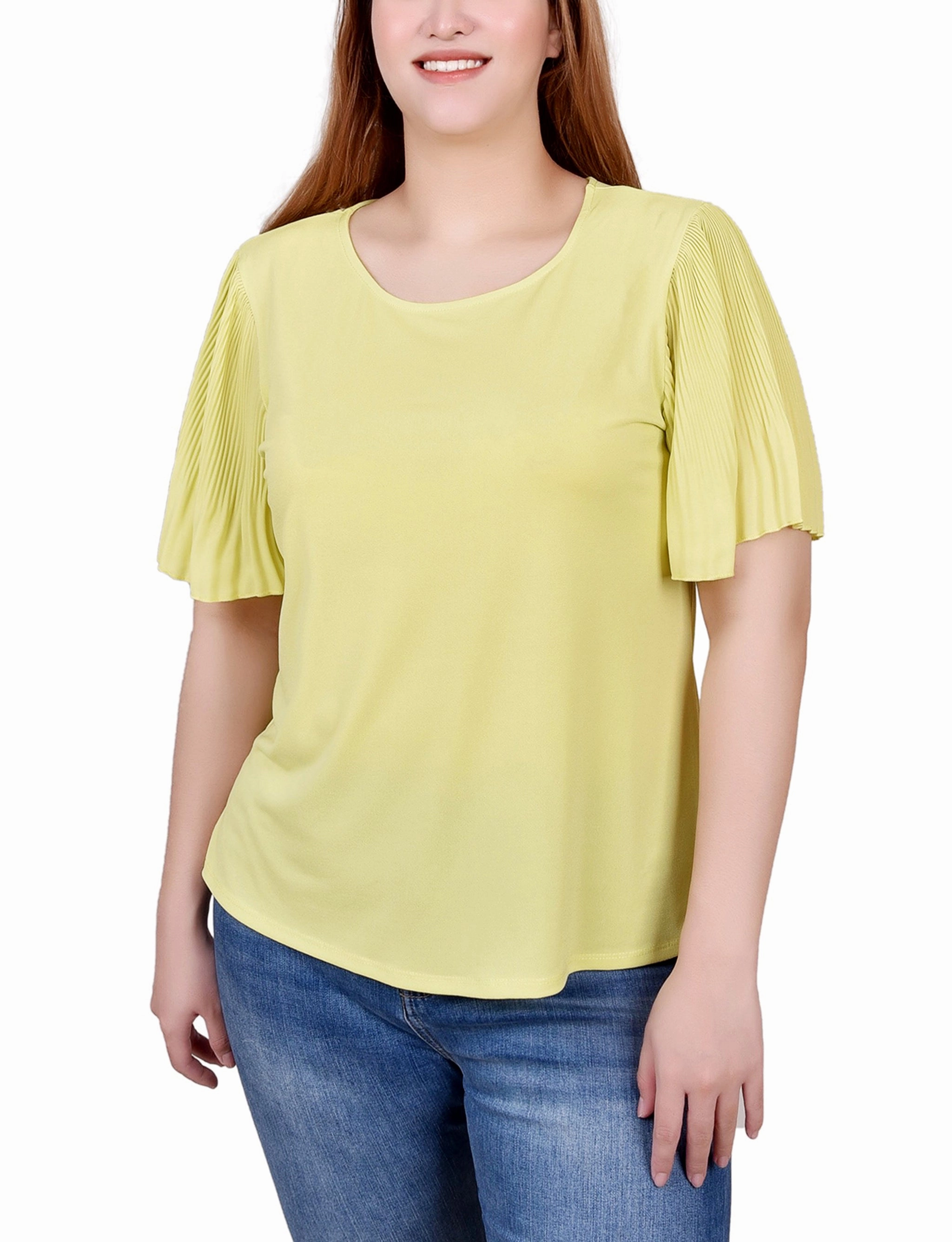 Pleated-Sleeve Top Stain Resistant Treatment