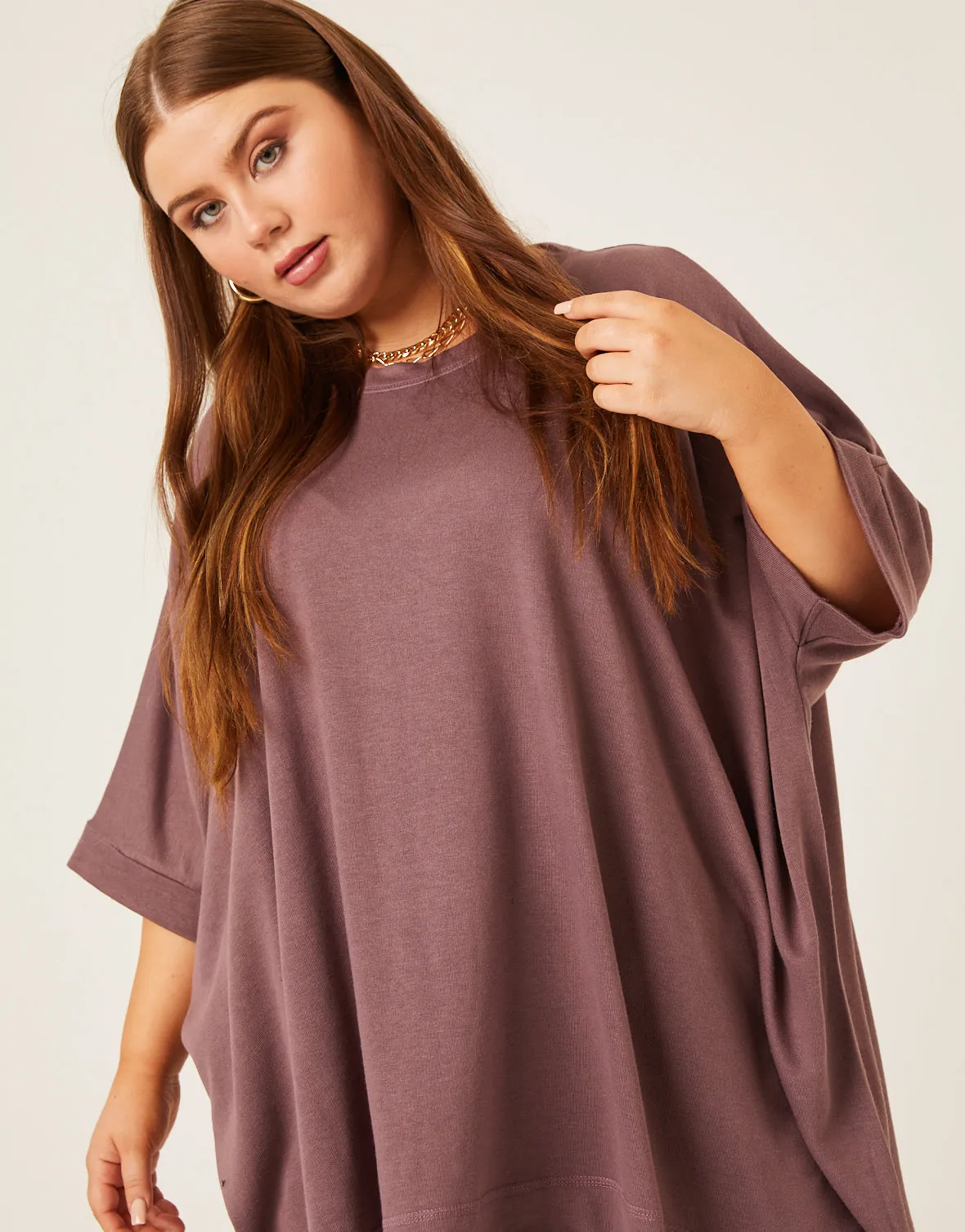Plus Size Crewneck Oversized Knit Tee