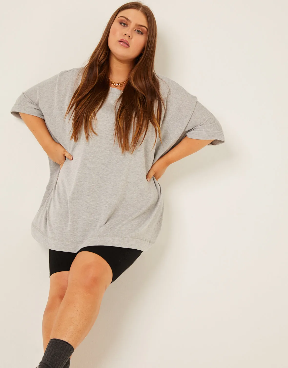 Plus Size Crewneck Oversized Knit Tee