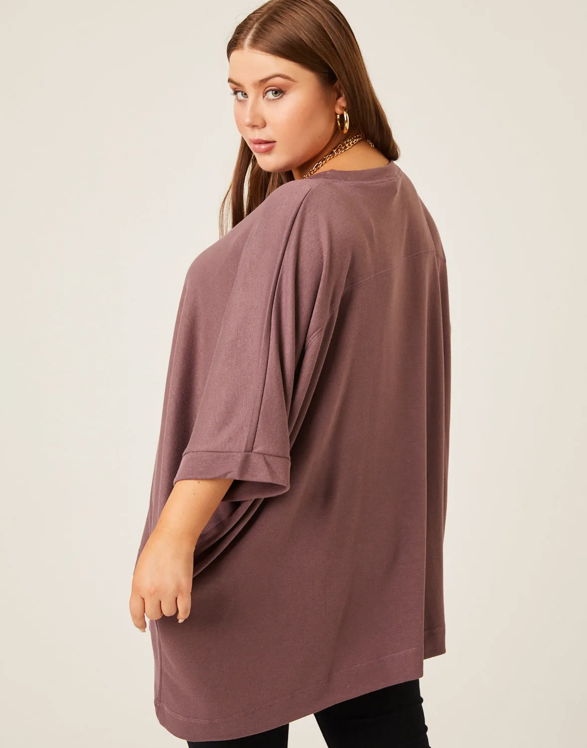 Plus Size Crewneck Oversized Knit Tee