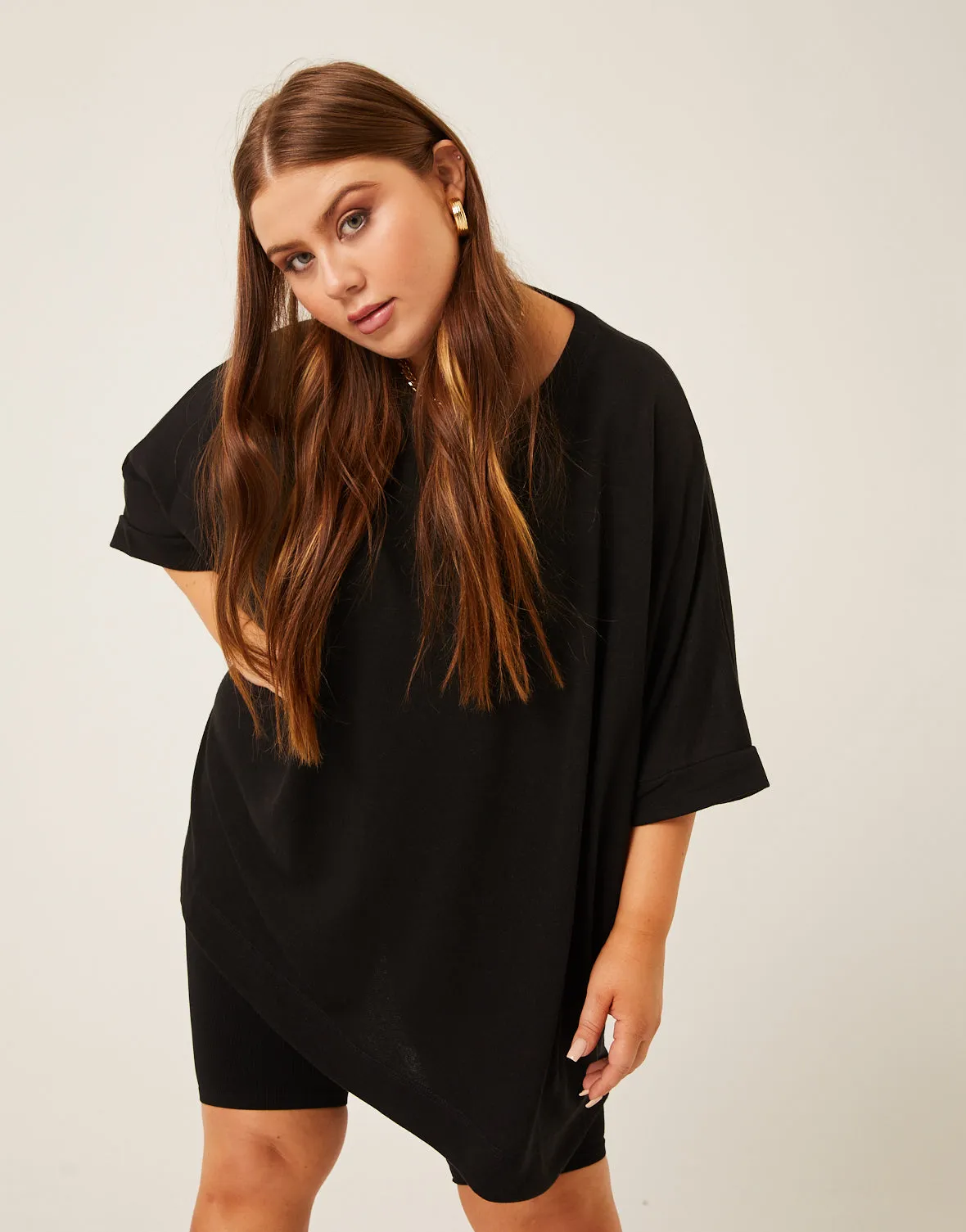 Plus Size Crewneck Oversized Knit Tee