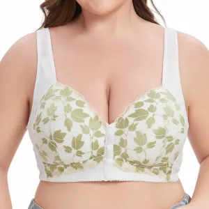 Plus Size Green Flower Wireless Bra