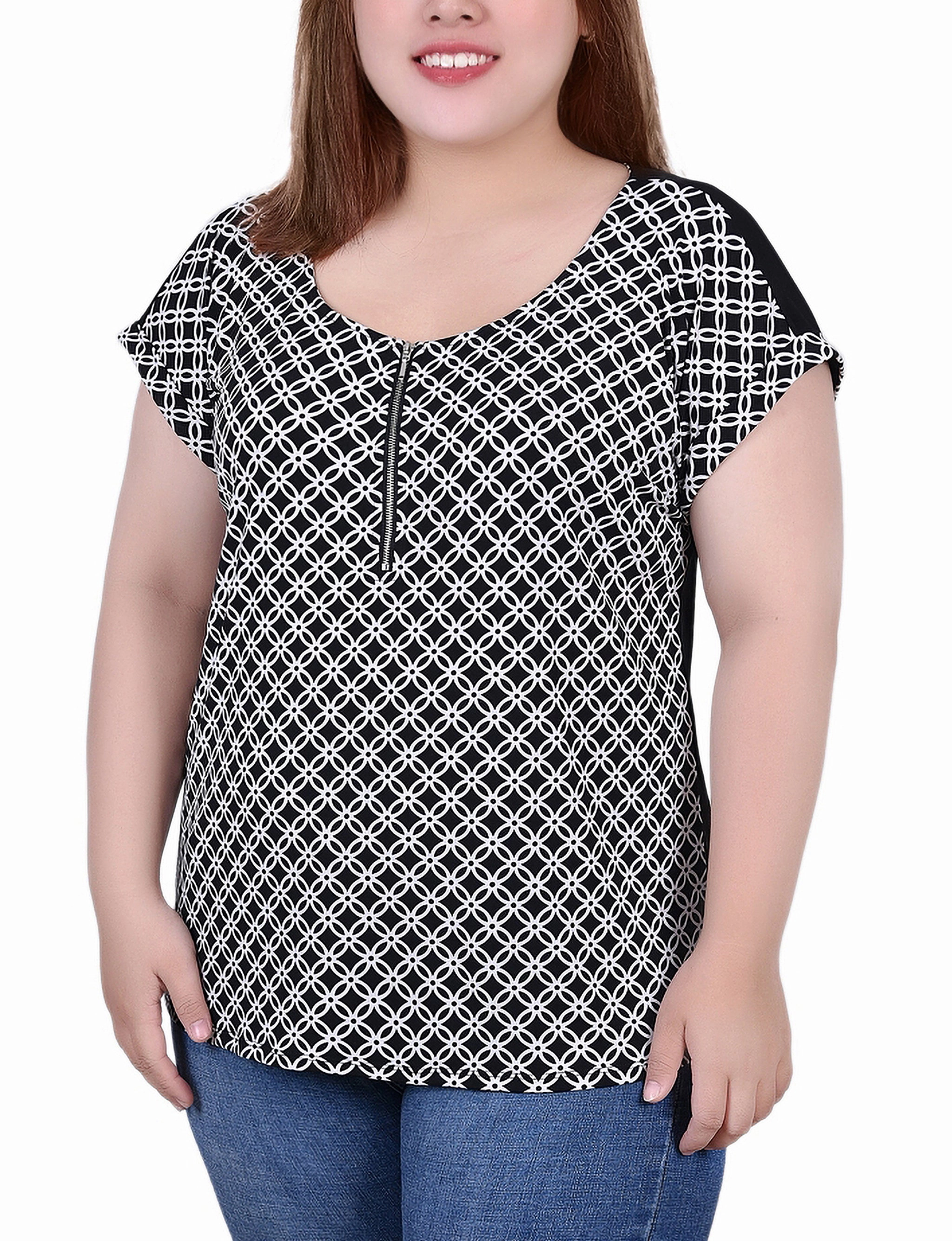 Sustainable Waterproofing Plus Size Short Sleeve 1/2 Zip Knit Top