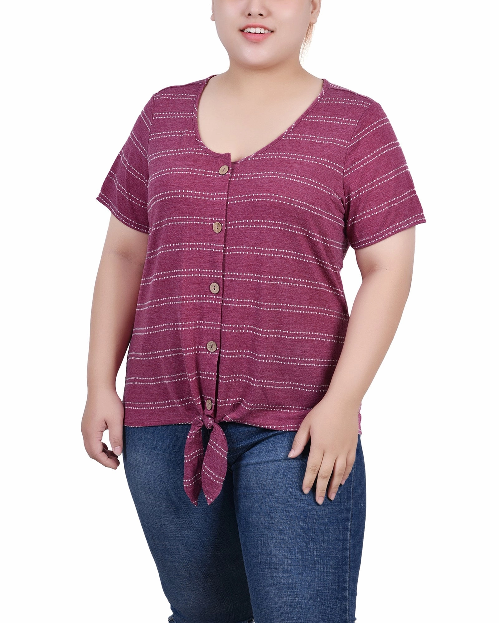 Activewear Top Plus Size Short Sleeve Tie Front Top