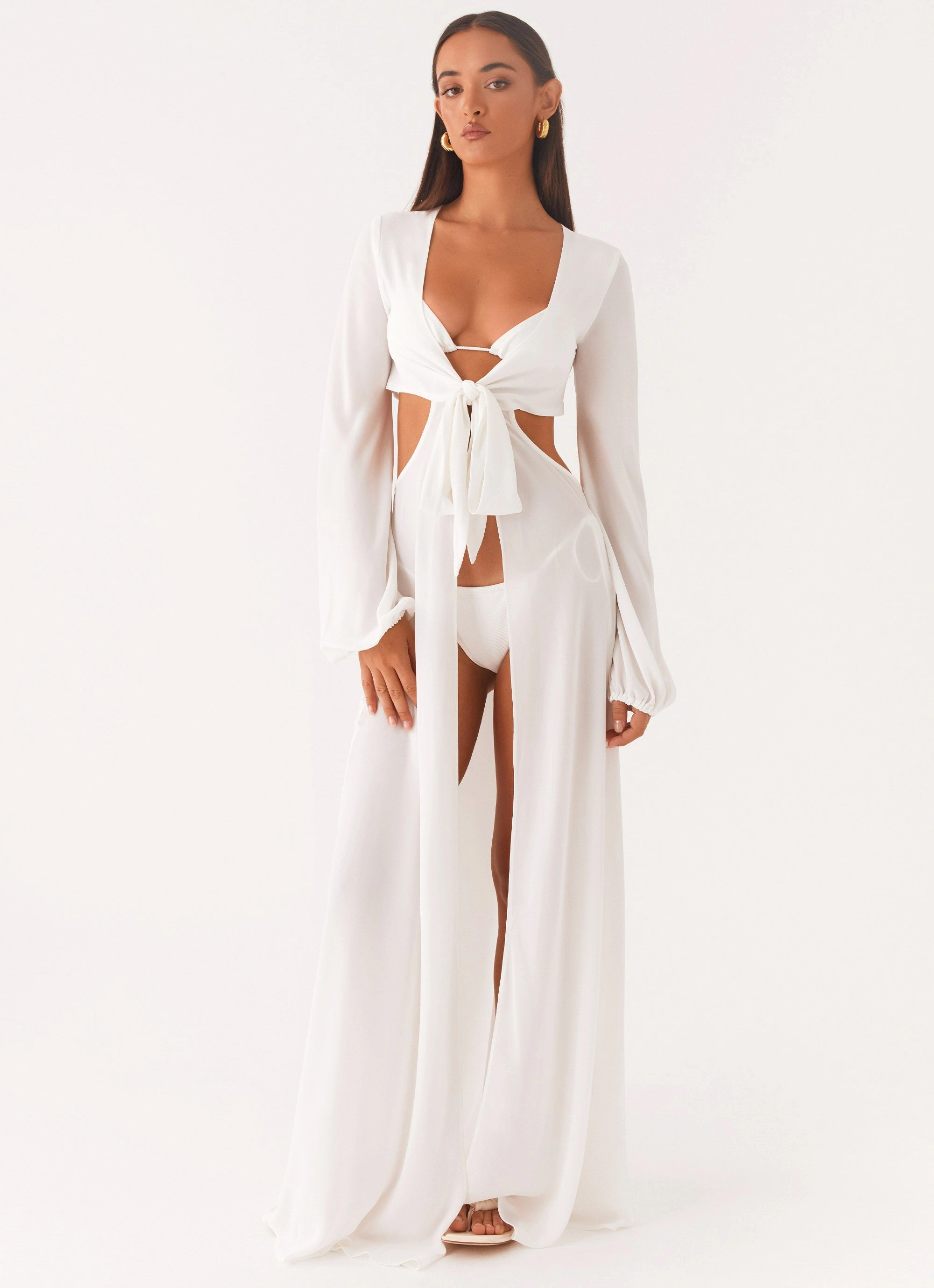 Coastal Maxi Dress - White Grace Flow Tailored Mood