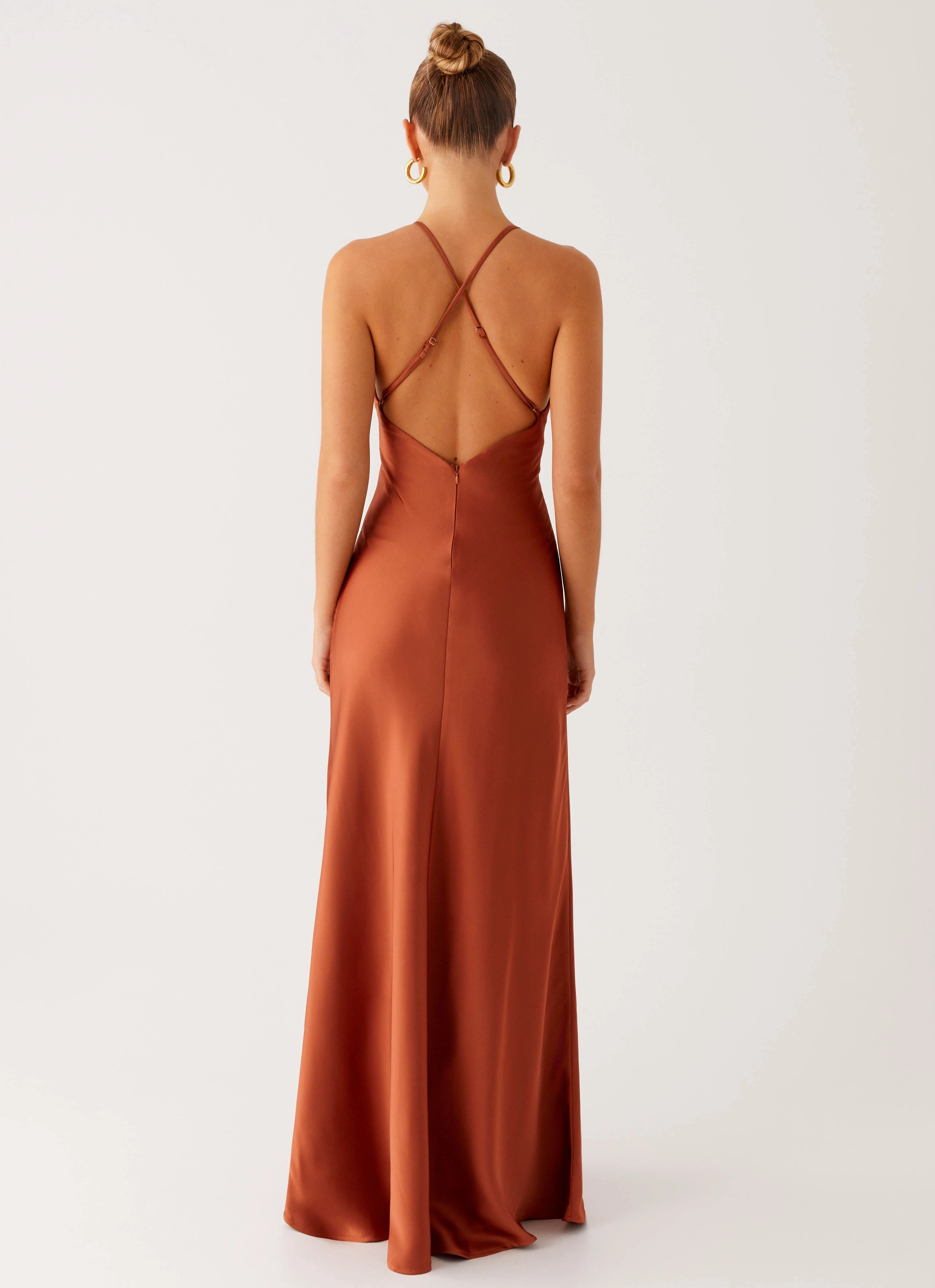 Adjustable-Length Bold Elegance Sundowner Maxi Dress - Rust