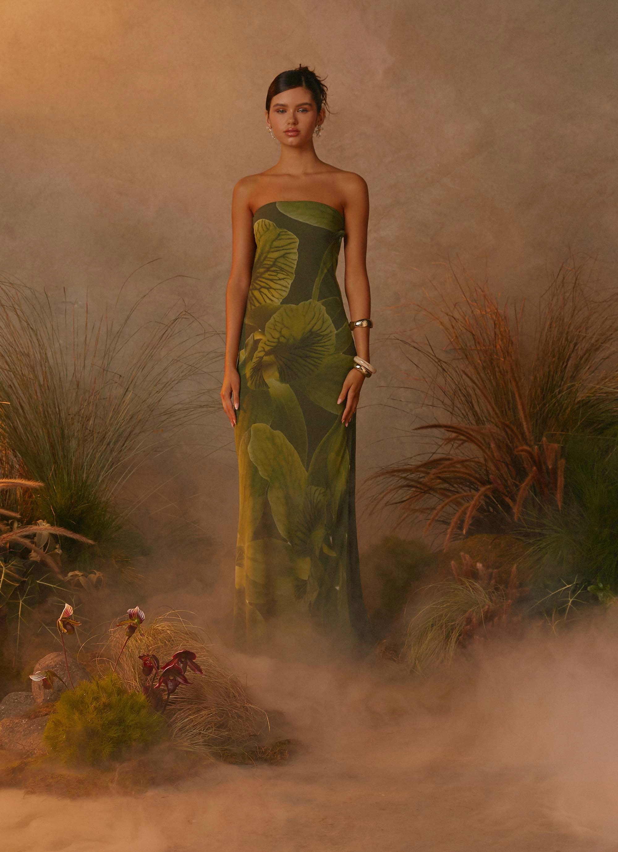 Nettle Maxi Dress - Tropic Floral Pure Tone Calm Flow