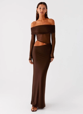 WrinkleResistantFinish Knit Cool Emery Maxi Dress - Chocolate