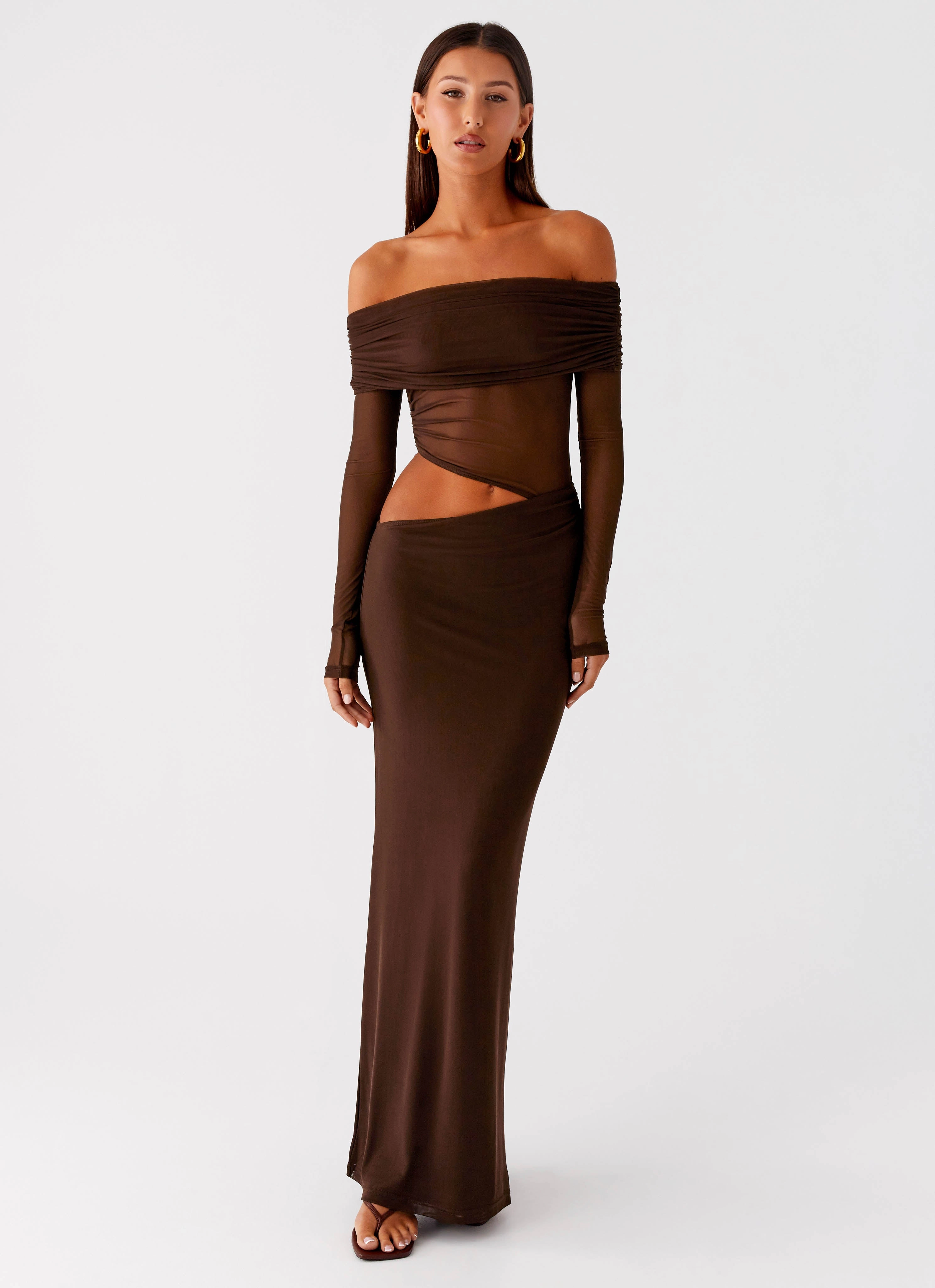 WrinkleResistantFinish Knit Cool Emery Maxi Dress - Chocolate