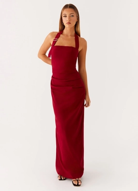 Rumour Has it Maxi Dress - Red Cozy Vibe Flattering bodycon dress