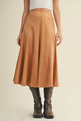 Ruching Details SOFIA SUEDE MIDI SKIRT