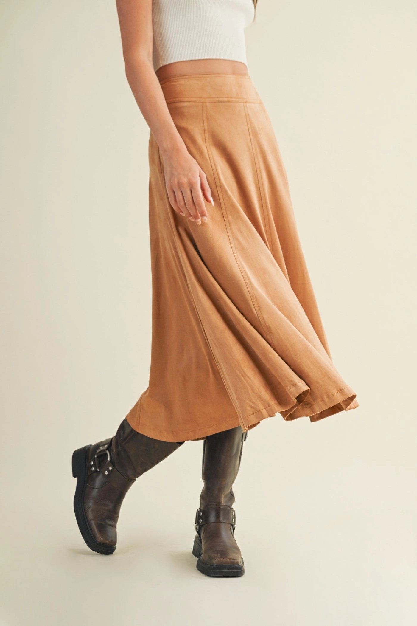 Simple Styling Low Rise SOFIA SUEDE MIDI SKIRT