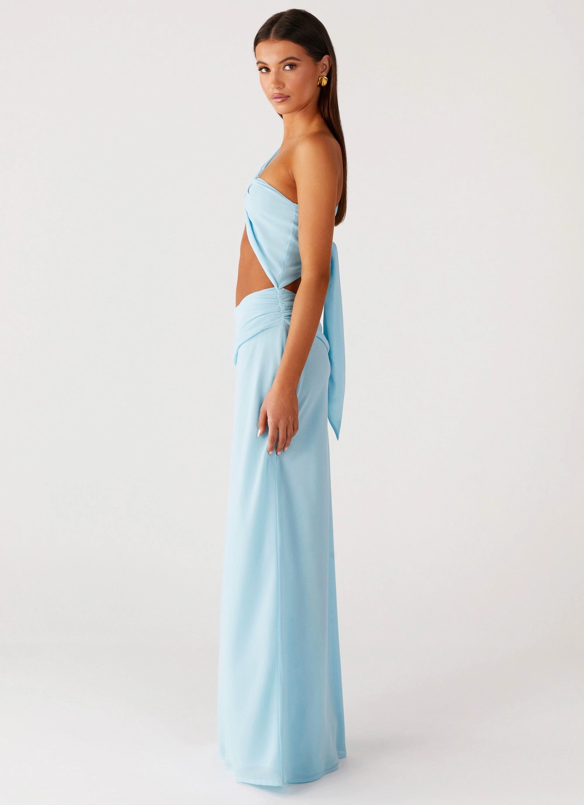 Cindelle One Shoulder Maxi Dress - Turquoise Sleek Silhouette Soft Finish